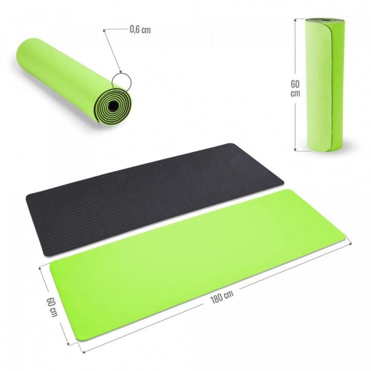 Saltea de yoga cu partea inferioară antiderapantă, lățime 60 cm și grosime 0,6 cm