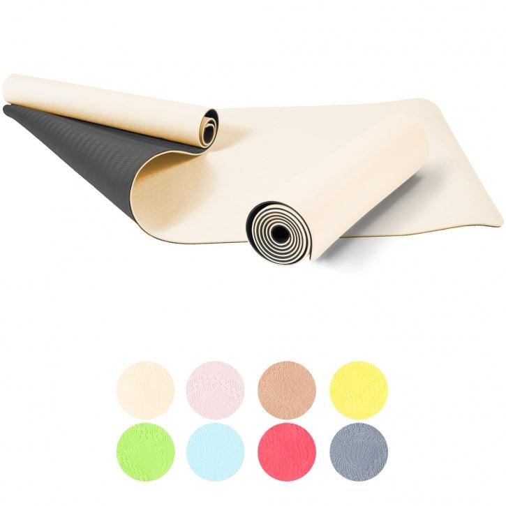 Saltea de yoga cu partea inferioară antiderapantă, lățime 60 cm și grosime 0,6 cm