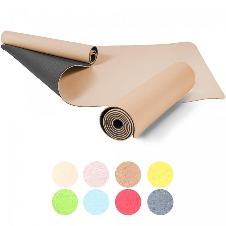 Saltea de yoga cu partea inferioară antiderapantă, lățime 60 cm și grosime 0,6 cm