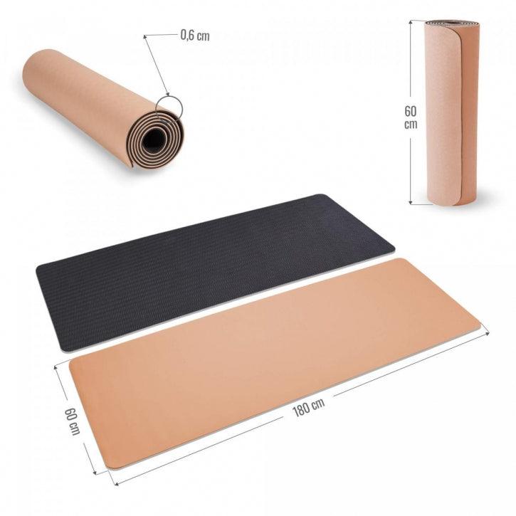 Saltea de yoga cu partea inferioară antiderapantă, lățime 60 cm și grosime 0,6 cm