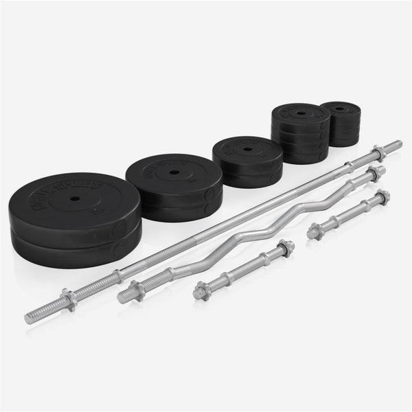 BANCA MULTIFUNTIONALA + SET DE GREUTATI 100KG 30/31MM, SALTEA PROTECTIE SI SCRIPETE - Gorilla Sports Ro