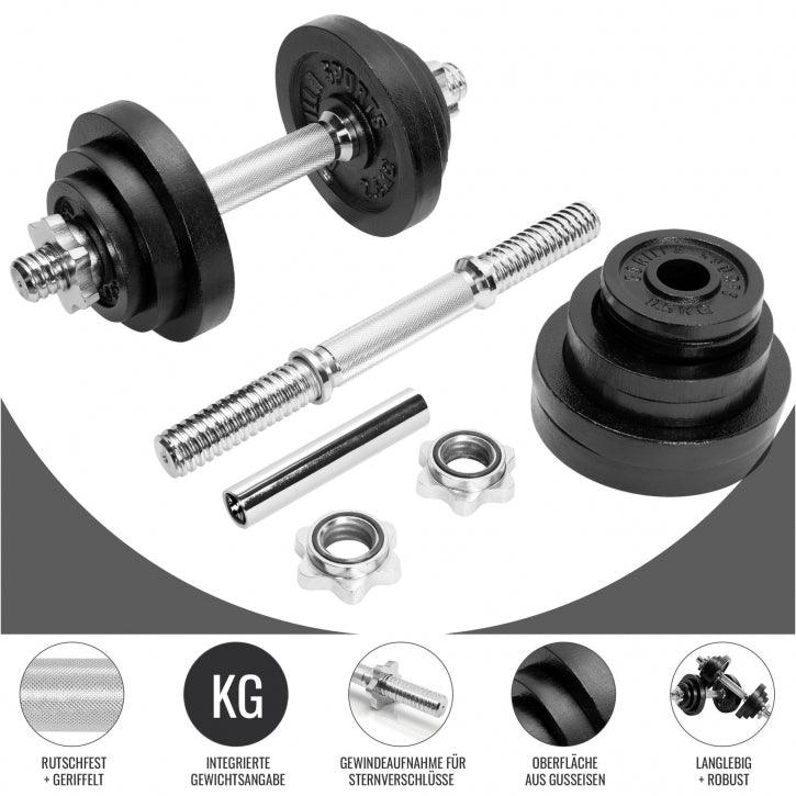 Set de gantere 2 în 1 din fontă, 22 kg