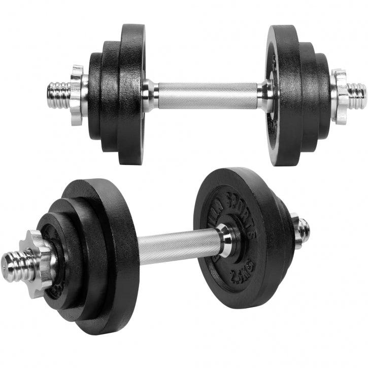 Set de gantere 2 în 1 din fontă, 22 kg