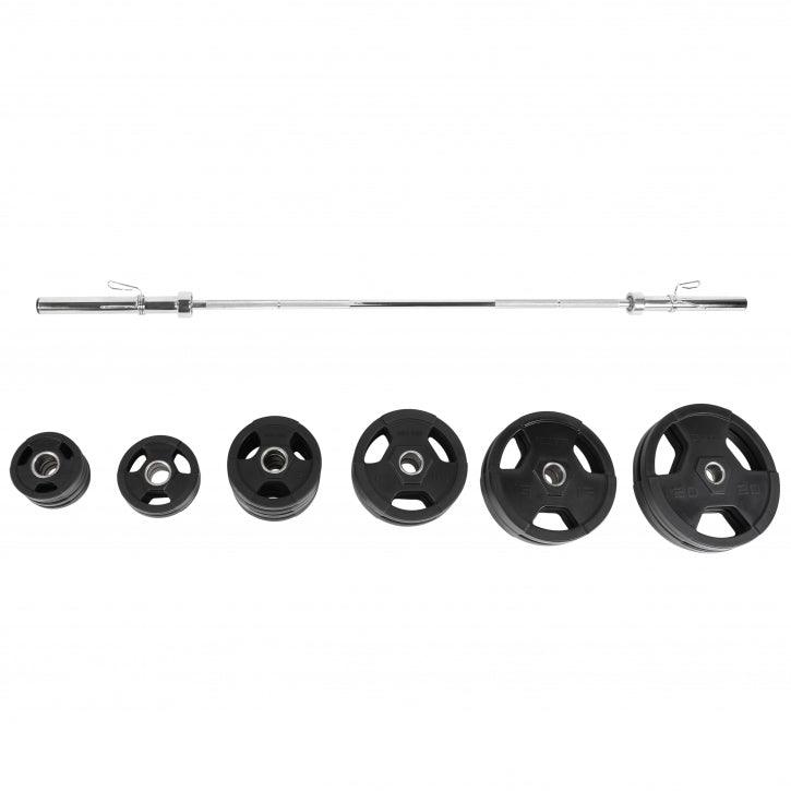 Set de haltere Olympia cu mâner din plastic 130 kg