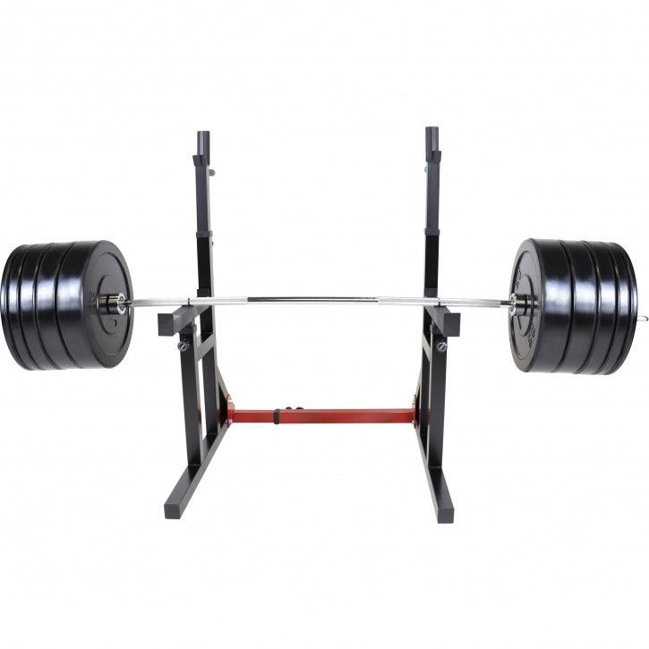 Rack pentru genuflexiuni reglabil pe înălțime și lățime, incluzând set de haltere cu discuri de protecție olimpice de 170 kg