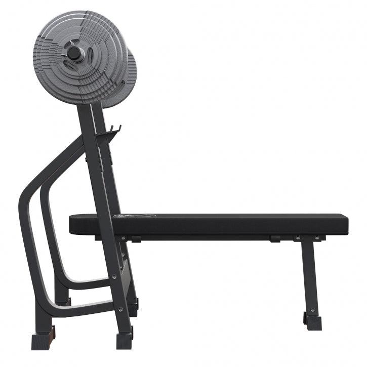 Bancă de haltere cu 2 rafturi incluse, set de haltere lungi Olympia 130 kg