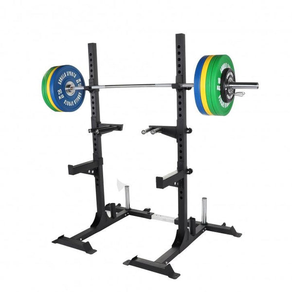 Set profesional, rack si haltera cu discuri olimpice si sigurante pe arc, 140 kg Gorilla Sports