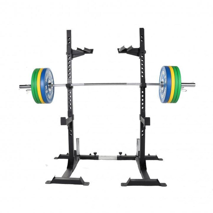 Set profesional, rack si haltera cu discuri olimpice si sigurante pe arc, 140 kg Gorilla Sports