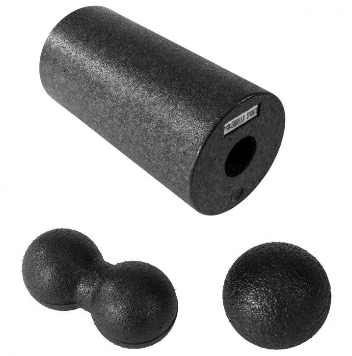 Set de antrenament fascial, set de 3 piese, incluzând rolă fascială, minge fascială și minge Duo