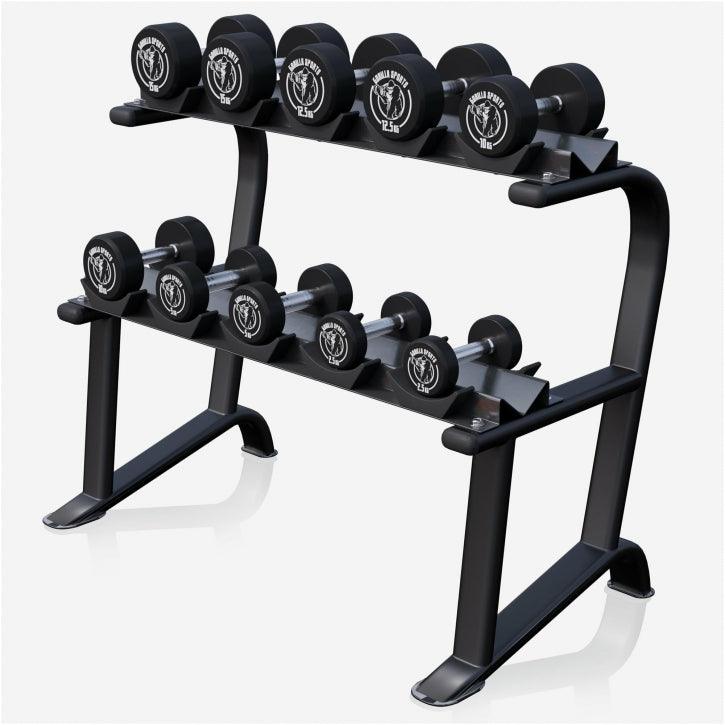 Set de gantere din cauciuc 90 kg, inclusiv suport