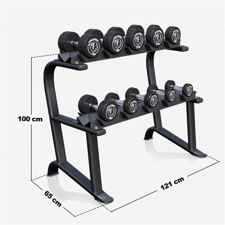Set de gantere din cauciuc 90 kg, inclusiv suport