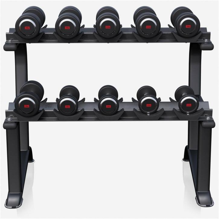 Set de gantere din cauciuc 90 kg, inclusiv suport