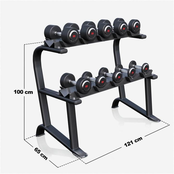 Set de gantere din cauciuc 90 kg, inclusiv suport