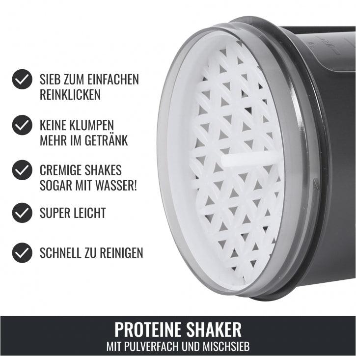 Shaker pentru proteine cu compartiment pentru pulbere 500 ml