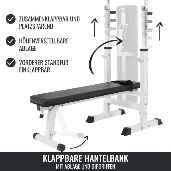Bancă de haltere cu raft inclus, set de haltere lungi Gripper 100 kg