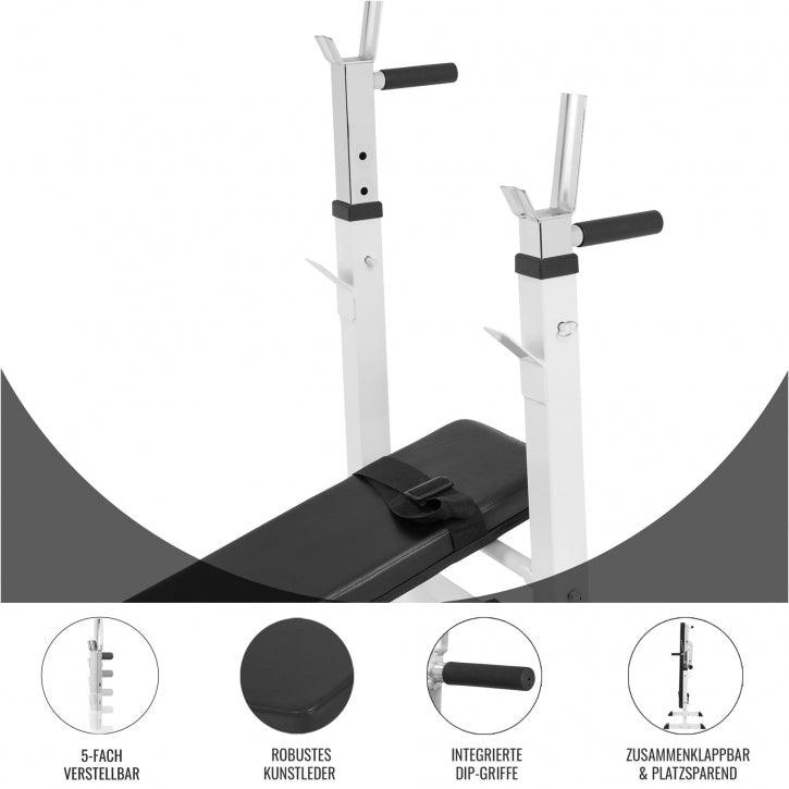 Bancă de haltere cu raft inclus, set de haltere lungi Gripper 100 kg