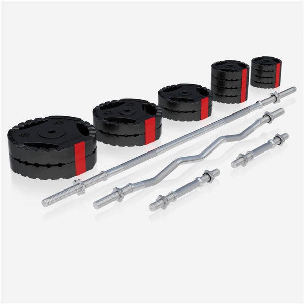 BANCA MULTIFUNCTIONALA + SET DE GREUTATI 100 KG 30/31MM CU GRIP ALBA/NEAGRA - Gorilla Sports Ro