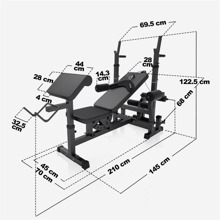 Stație de forță Universal incl., set de haltere cu mâner din plastic 100 kg