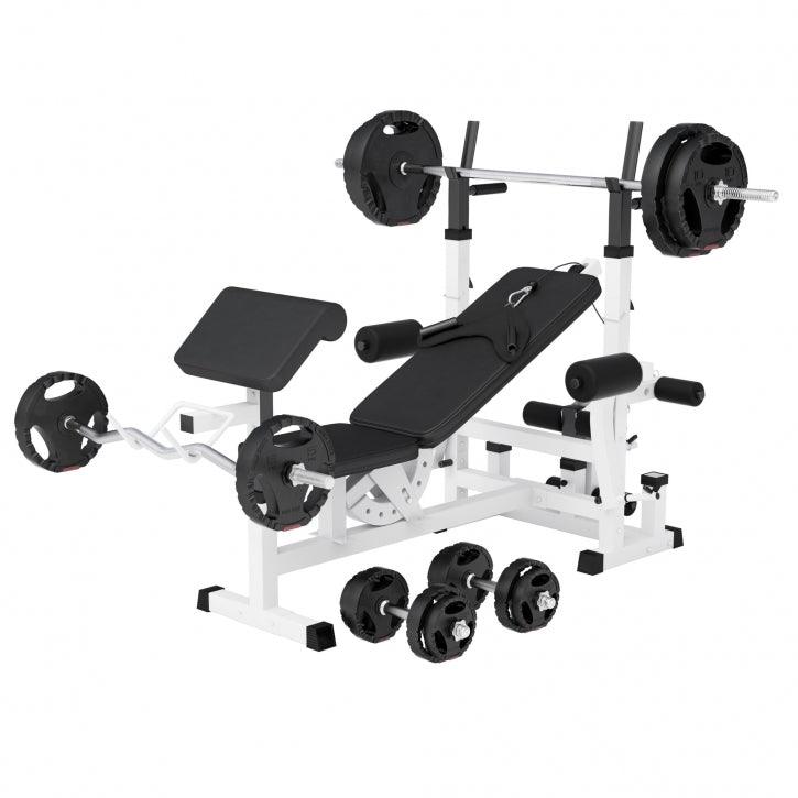 Stație de forță Universal incl., set de haltere cu mâner din plastic 100 kg