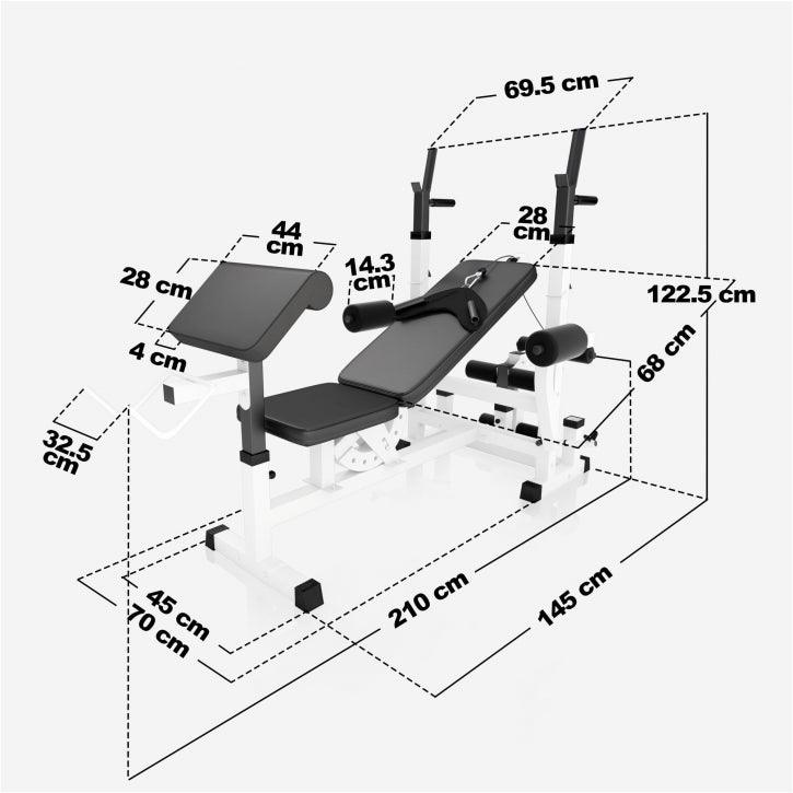 Stație de forță Universal incl., set de haltere cu mâner din plastic 100 kg