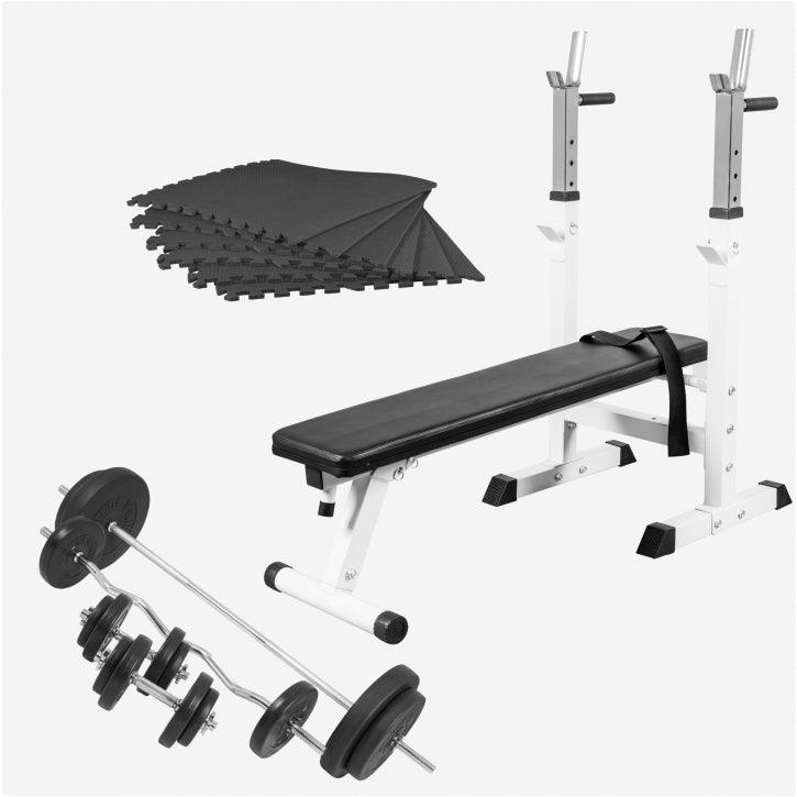 Set complet banc de haltere cu raft 100 kg