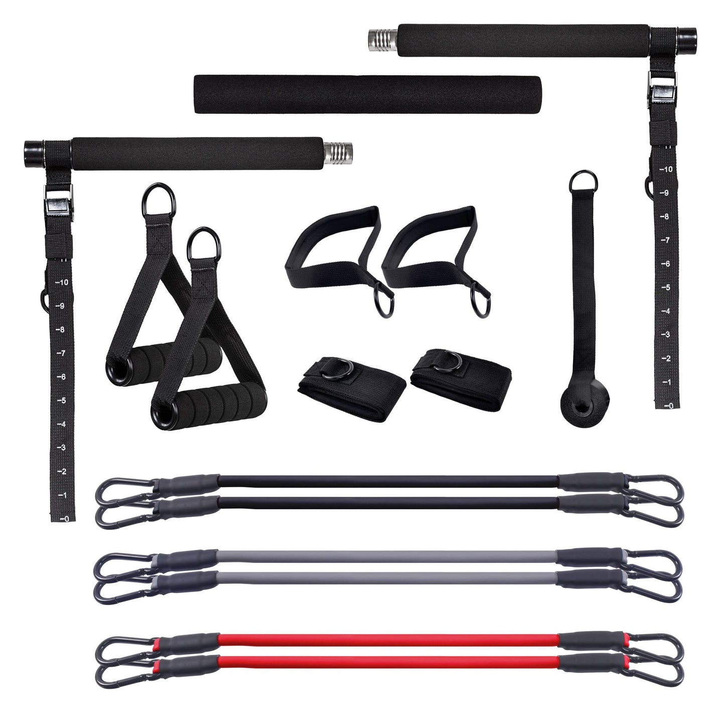 Set Pilates incluzând bară și benzi de rezistență