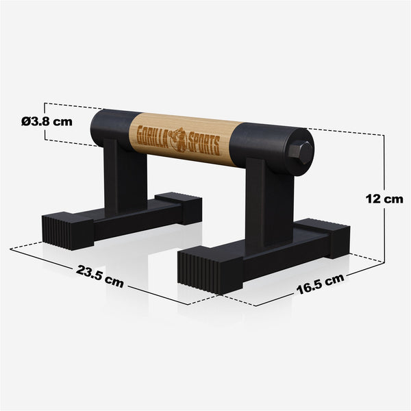Set de 2 manere push-up din lemn si otel, Gorilla Sports