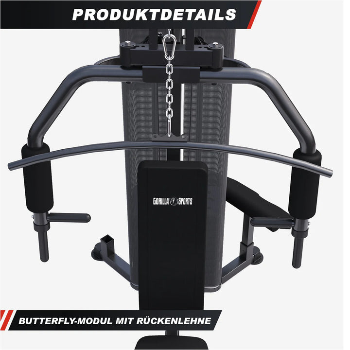Statie de fitness multifunctionala, 218 x 204 x 106, negru, Gorilla Sports