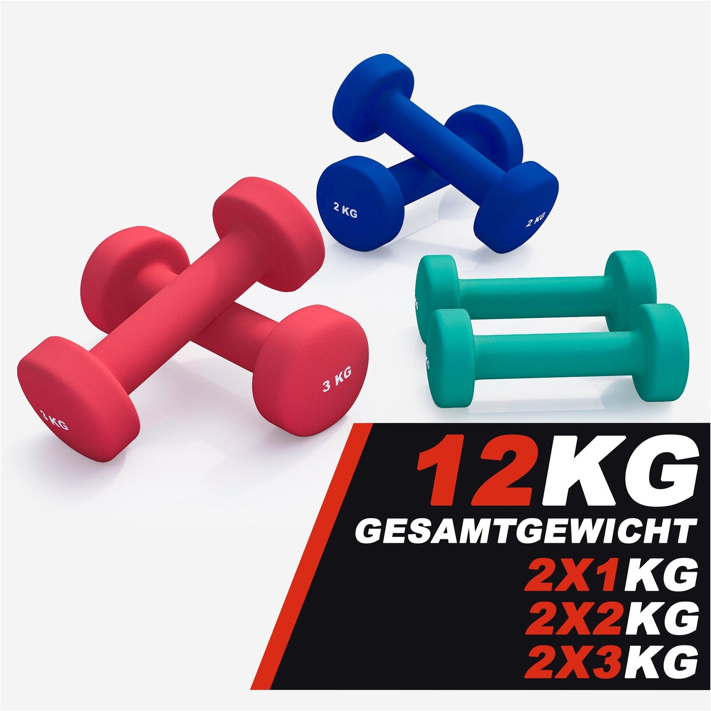 Halterele de gimnastică din neopren, rotunde, 1 - 10 kg