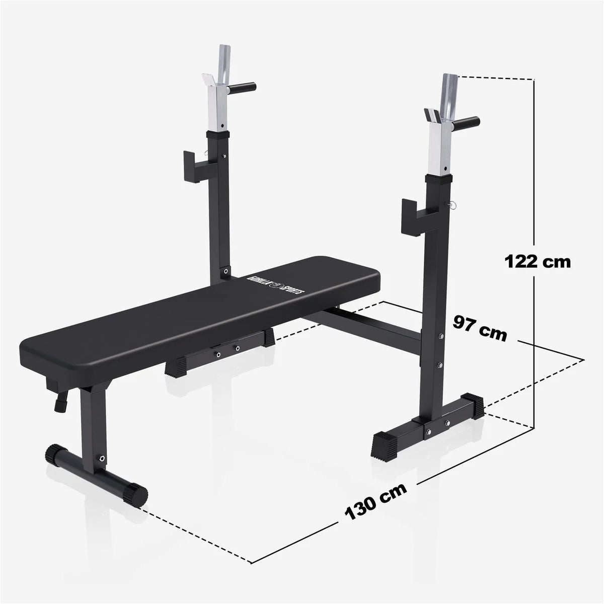 Banca de exercitii cu suport, lata, inclusiv set de gantere 40/70/100 kg