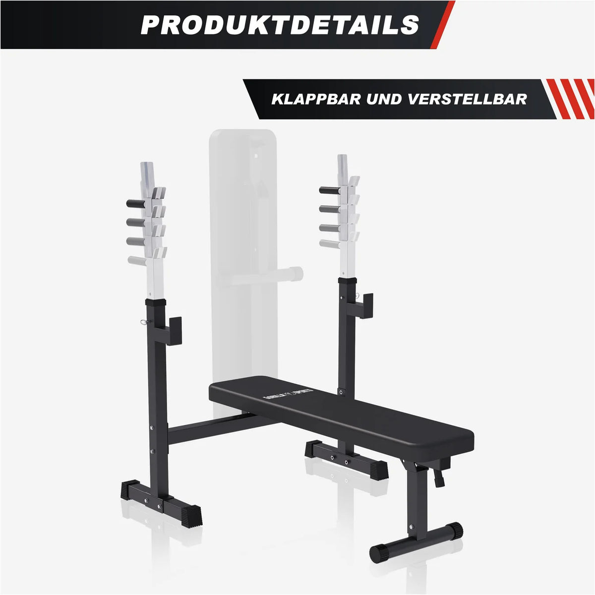 Banca de exercitii cu suport, lata, inclusiv set de gantere 40/70/100 kg