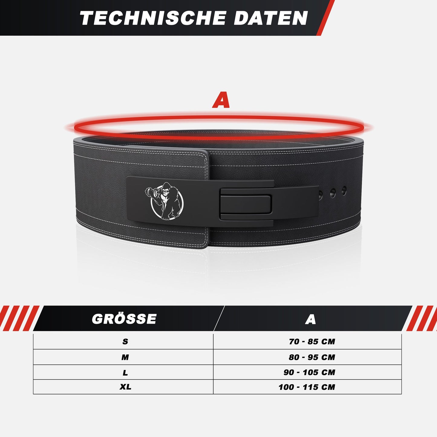 Centură de haltere din piele 10 mm S - XL
