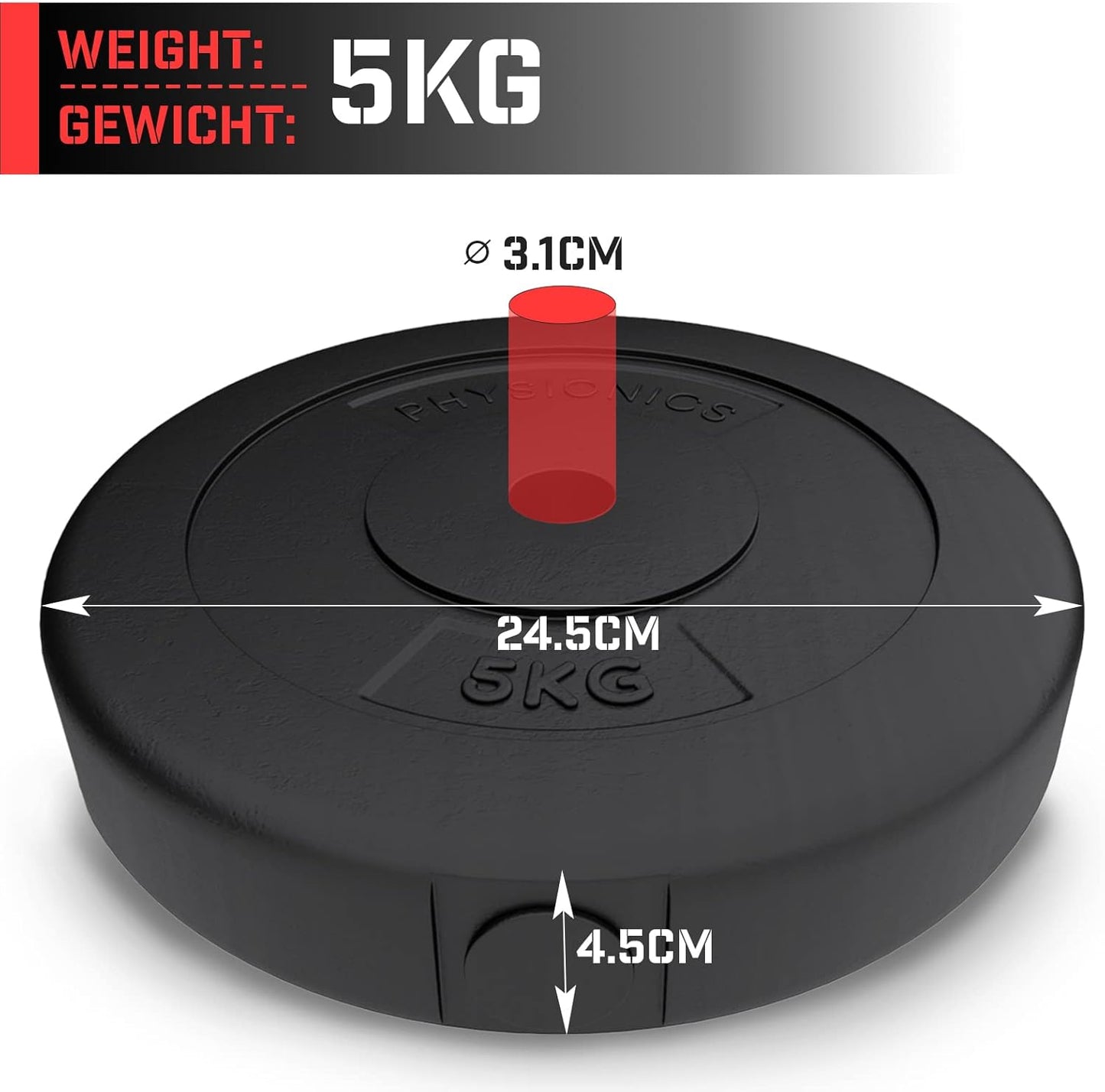 Set de discuri pentru haltere din plastic 5 - 30 kg 30 mm