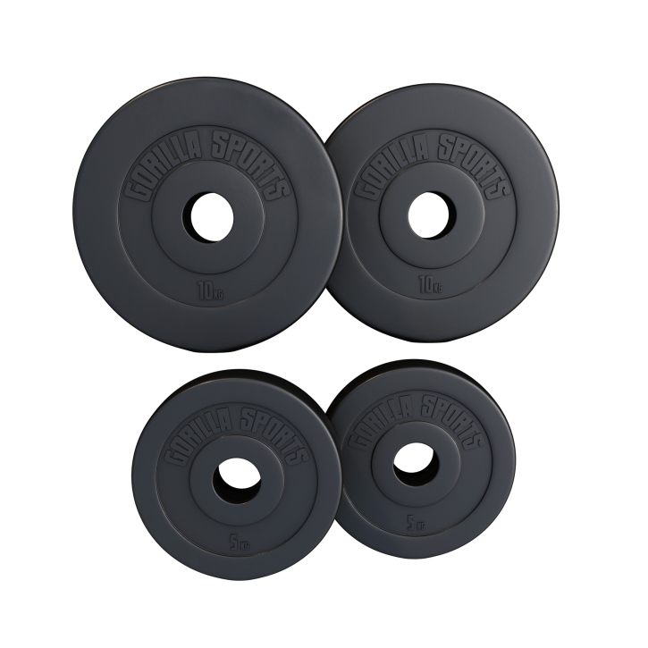 Set de discuri olimpice umplute cu ciment, 30 kg - 2 x 5 kg, 2 x 10 kg, 50/51mm
