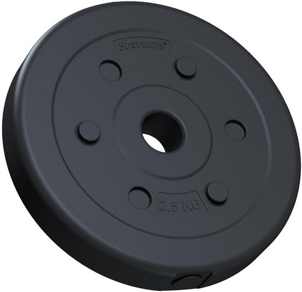 Set de discuri cu greutate si 4 bare(2 gantere, bara dreapta, bara SZ), 27.5 KG (2x5+4x2.5+6x1.25), 30/31mm ScSports