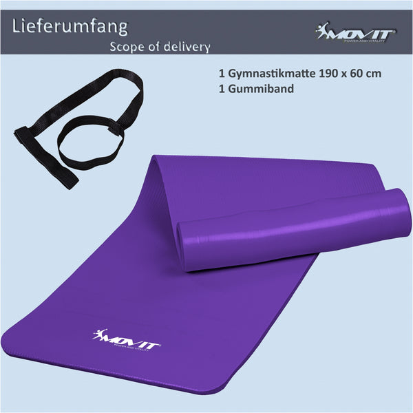Covoras de gimnastica, MOVIT®, 190 x 60 x 1,5cm, Lila - Gorilla Sports Ro