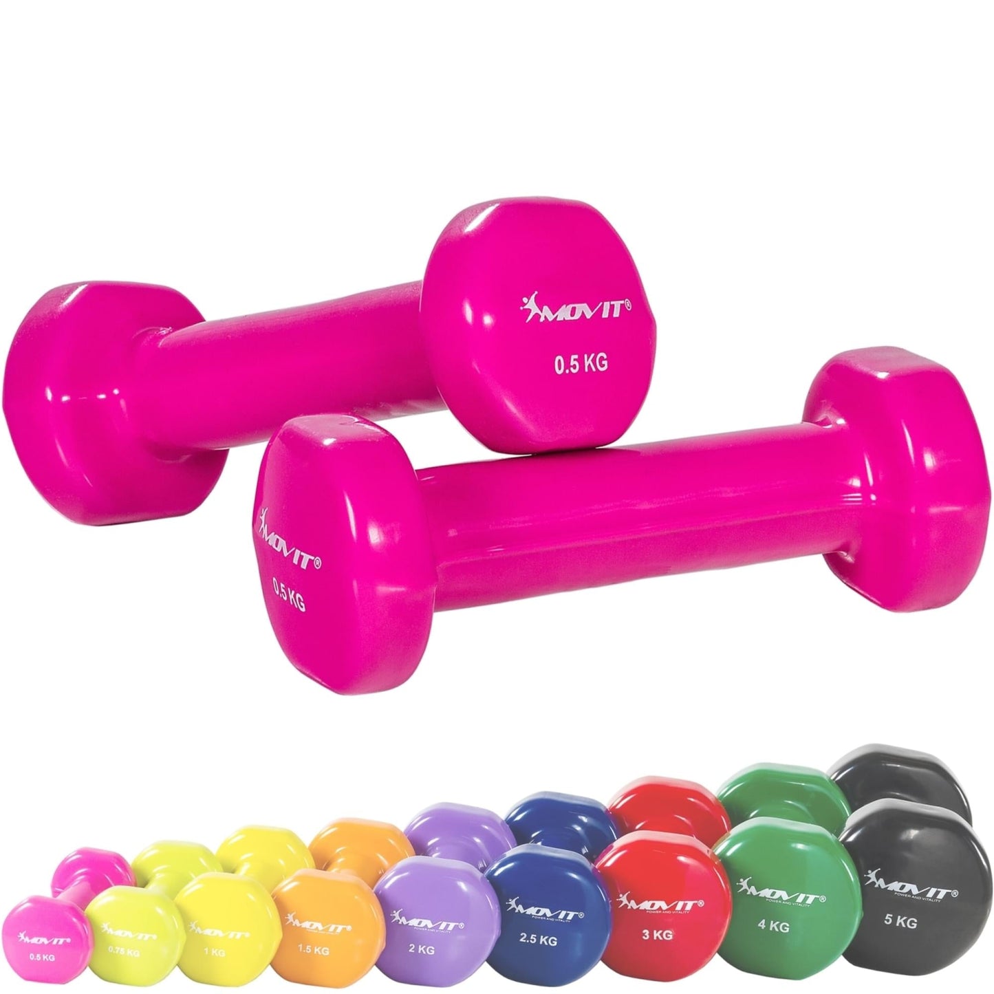 Set de 2 gantere, greutate 1 - 10 kg, Multi Colorat, MOVIT