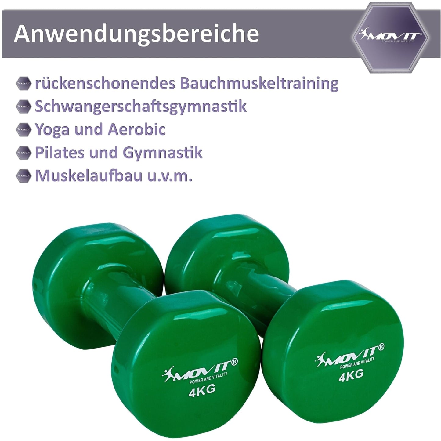 Set de 2 gantere, greutate 1 - 10 kg, Multi Colorat, MOVIT