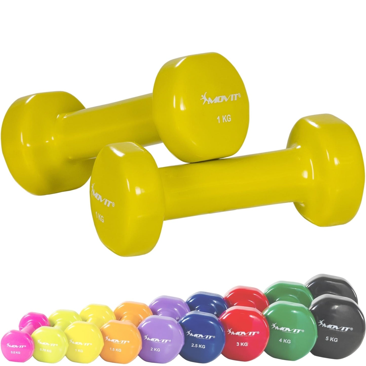 Set de 2 gantere, greutate 1 - 10 kg, Multi Colorat, MOVIT