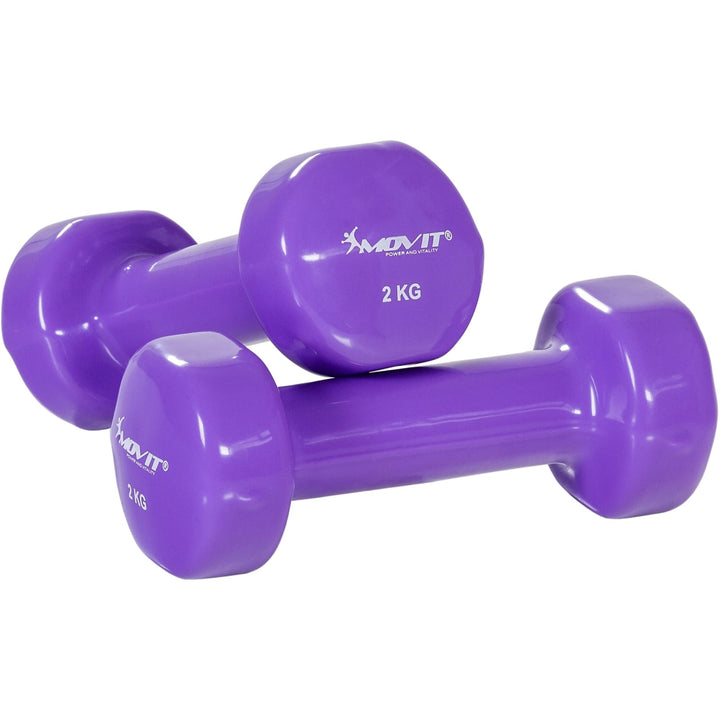 Set de 2 gantere, MOVIT®, greutate 2 kg, violet - Gorilla Sports Ro