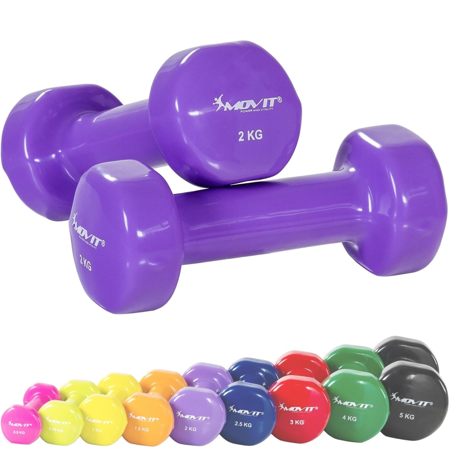 Set de 2 gantere, greutate 1 - 10 kg, Multi Colorat, MOVIT