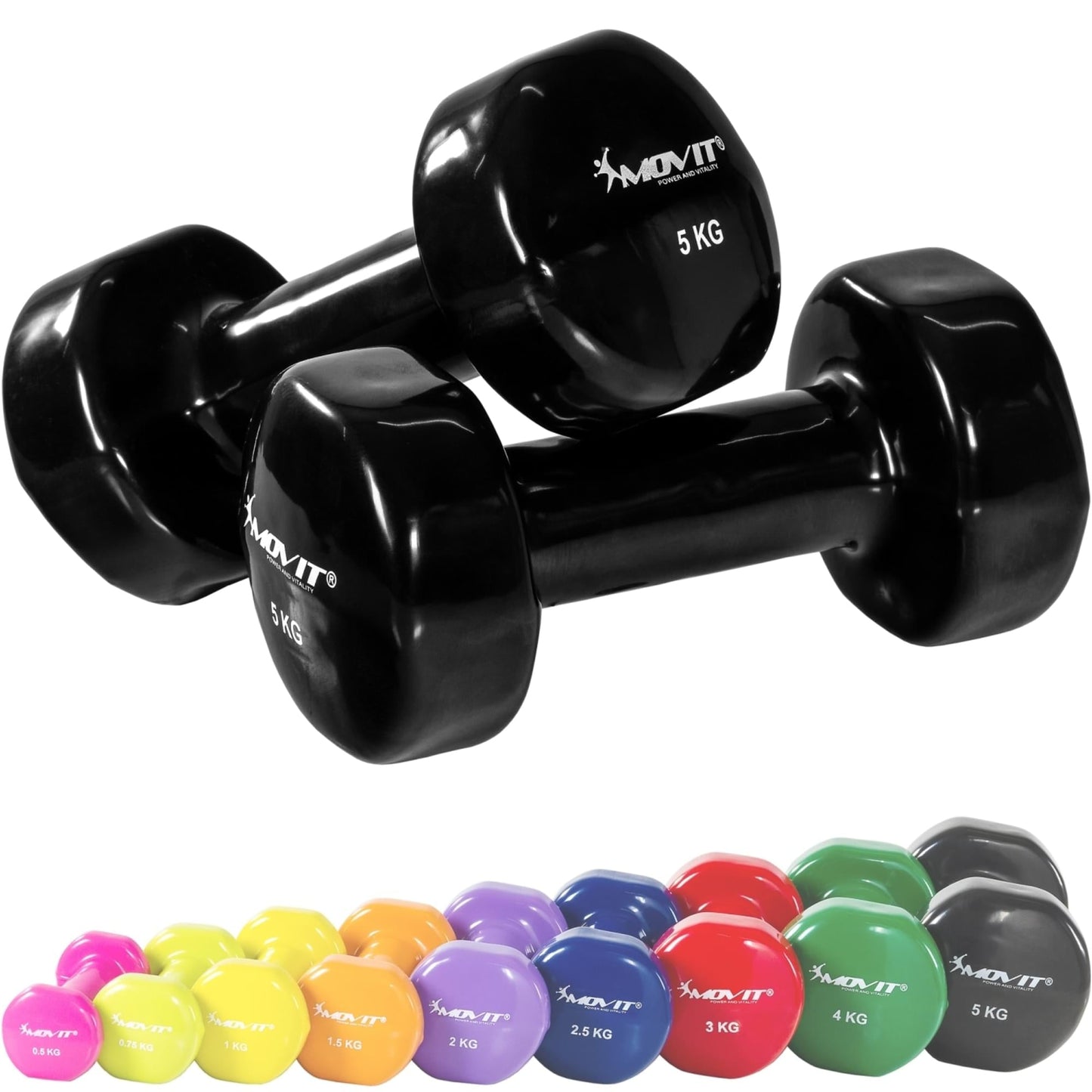 Set de 2 gantere, greutate 1 - 10 kg, Multi Colorat, MOVIT