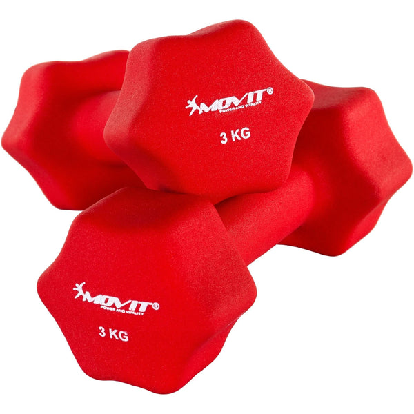 Set de 2 gantere, MOVIT®, greutate 3 kg, neopren, rosu - Gorilla Sports Ro