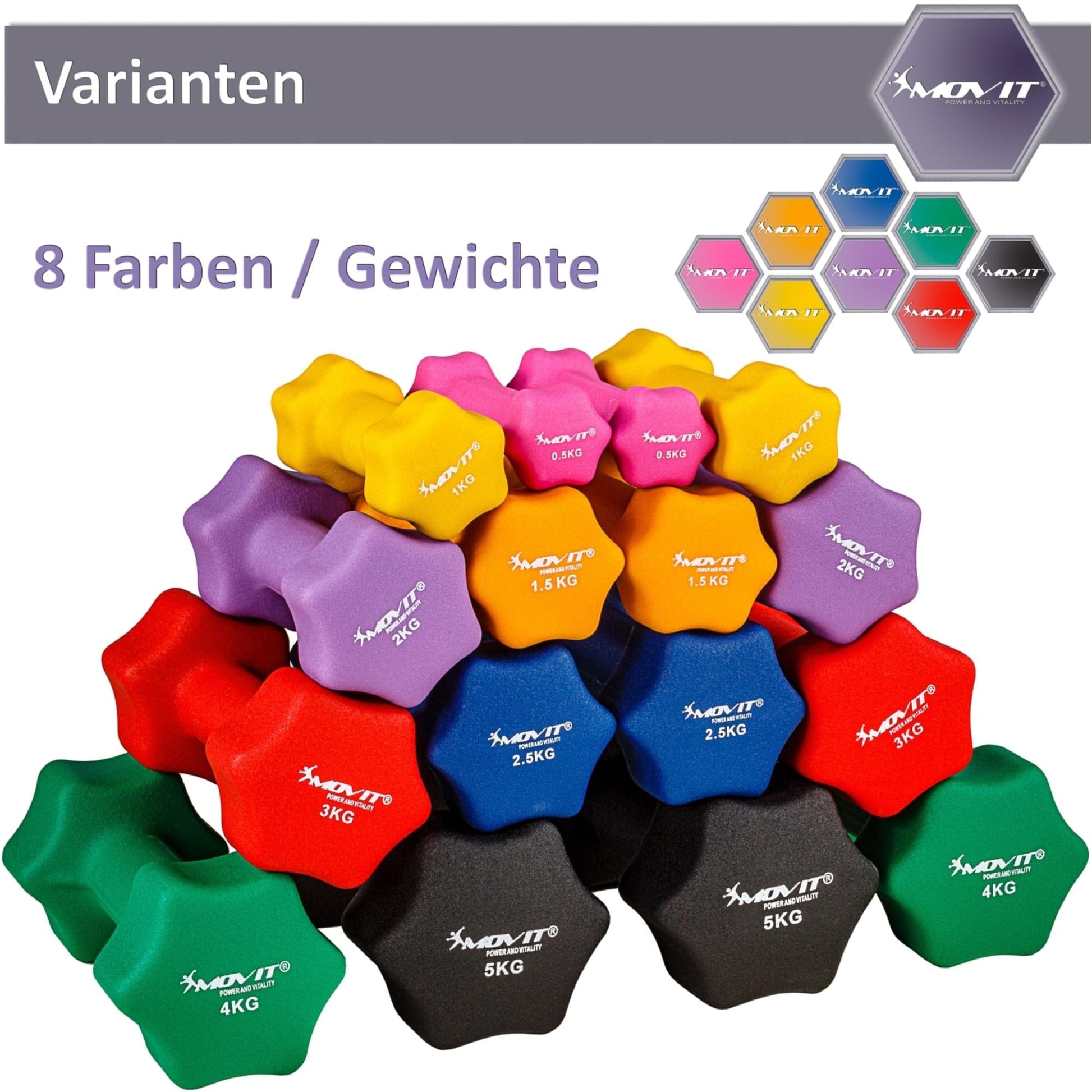 Set de 2 gantere, MOVIT®, greutate 3 kg, neopren, rosu - Gorilla Sports Ro