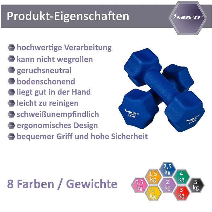 Set de 2 gantere, MOVIT®, greutate 3 kg, neopren, rosu - Gorilla Sports Ro