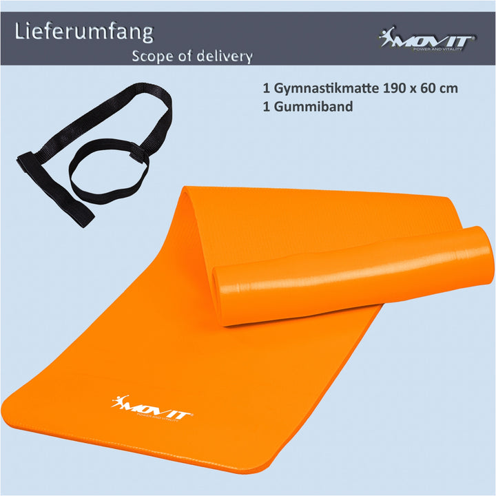 Covoras de gimnastica, MOVIT®, 190 x 60 x 1,5cm, Orange - Gorilla Sports Ro