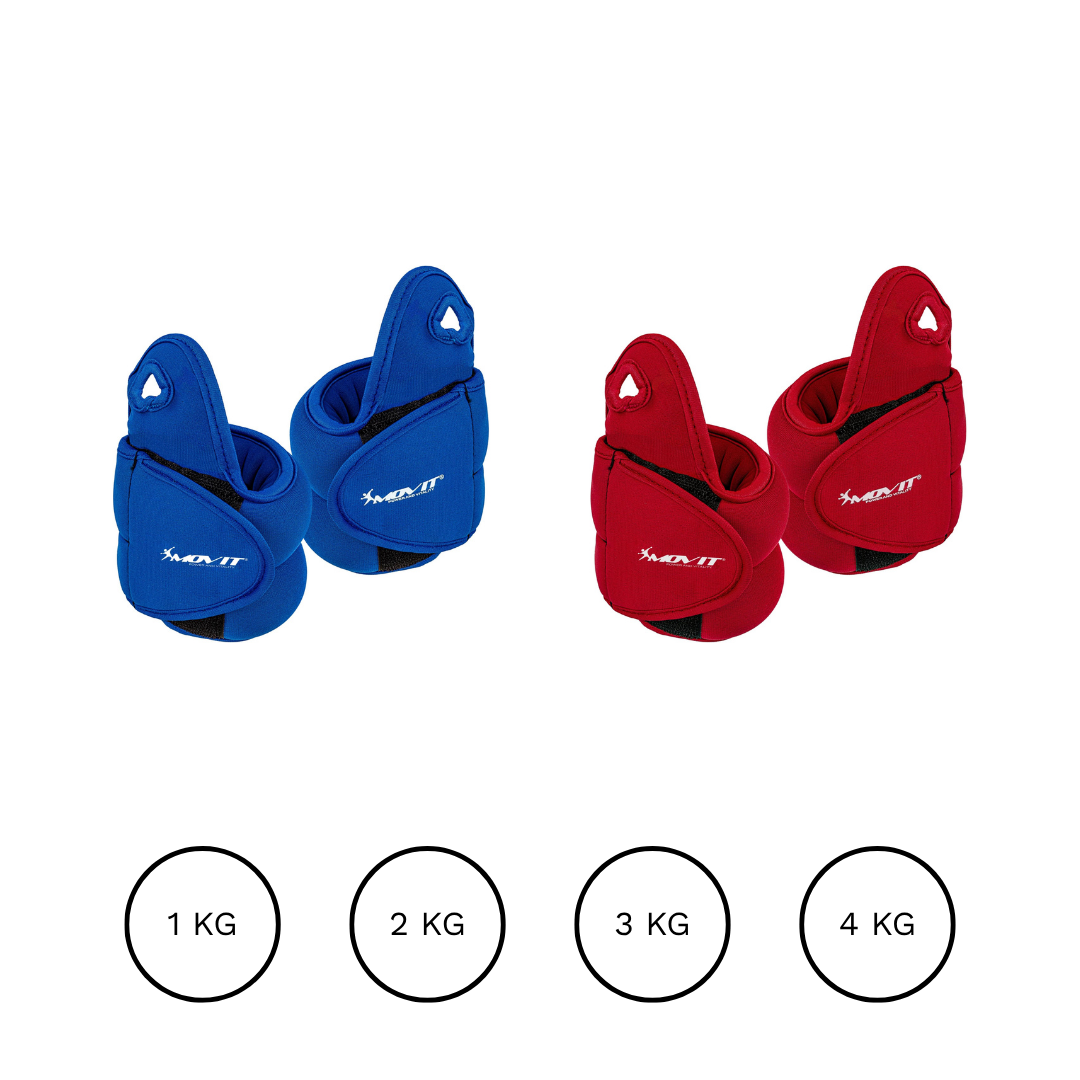 Greutati din neopren pentru degetul mare, 1 - 4 KG, albastru/rosu MOVIT