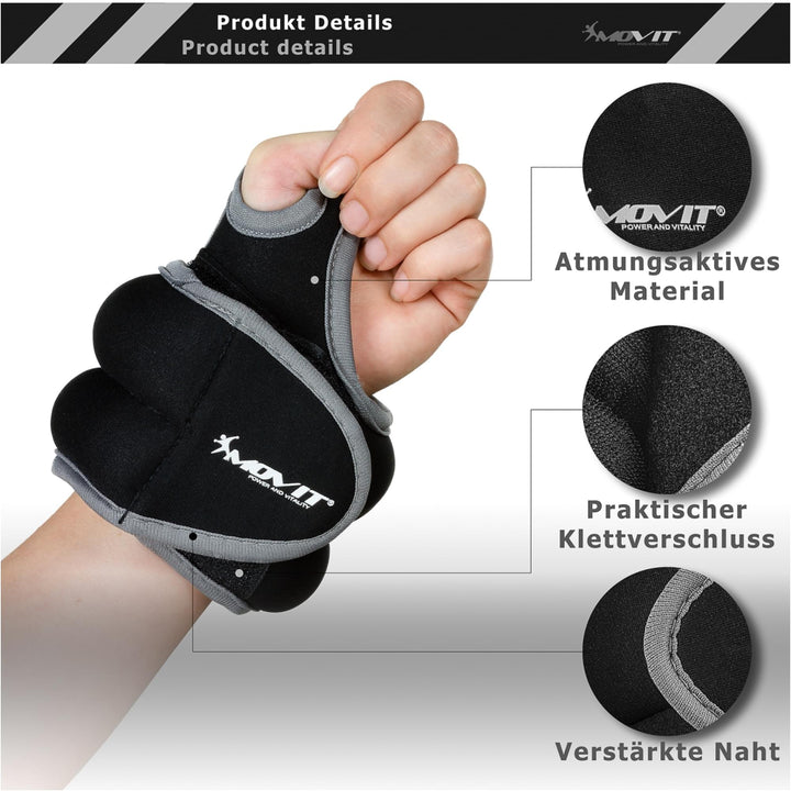 Greutati din neopren pentru degetul mare, MOVIT® 2 x 0,5 kg, albastru - Gorilla Sports Ro