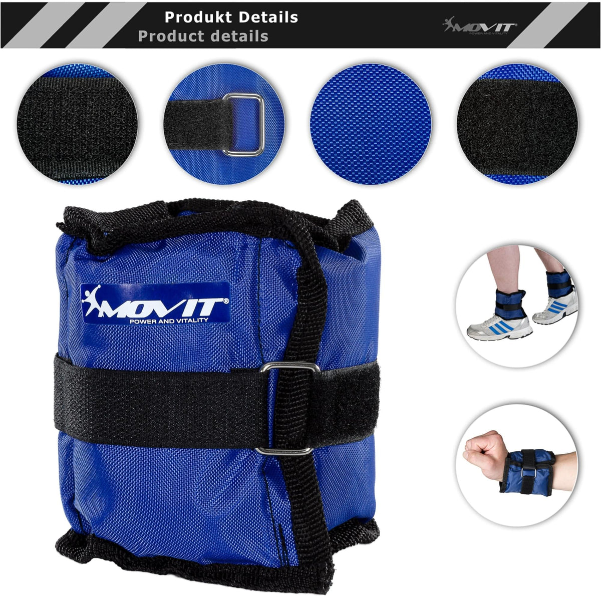 Mansete pentru incheietura mana / glezna, MOVIT®, 4 x greutati de 3 kg, rosu - Gorilla Sports Ro
