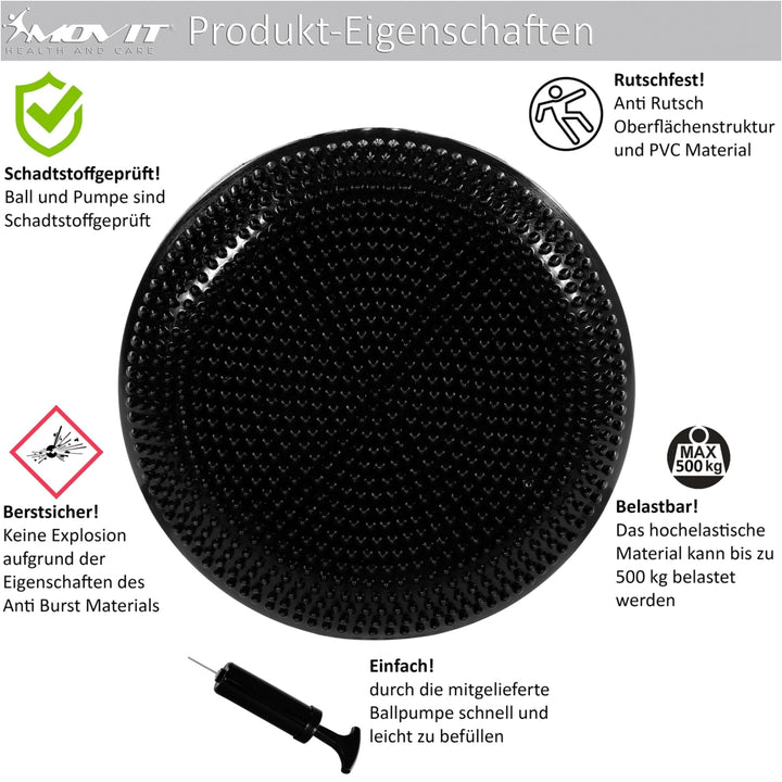 Perna de echilibru si masaj, MOVIT®, 38 cm, negru - Gorilla Sports Ro